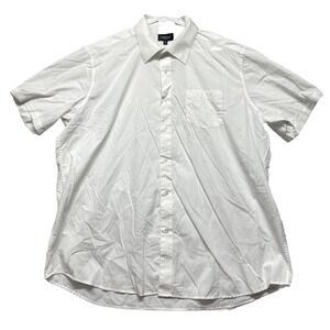 Omega Dress Shirt Mens 2XL 18-18.5 White Cotton Short Sleeve Button Up Formal